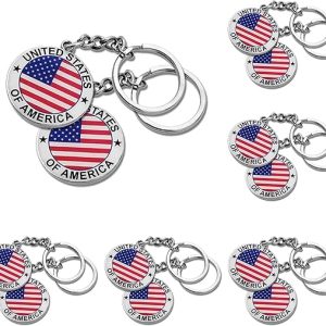12 Pack US United States Keychain NYC Metal Key Ring Star Stripe US Flag Souvenir Patriotic Gift