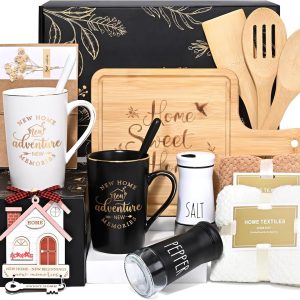 Maustic House Warming Gifts New Home, 14 Pcs New House Gift Basket, Housewarming Present for Homeowners Couples Women, Closing Gifts for Home Buyers