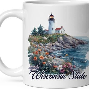 Wisconsin State Ceramic Coffee Mug 11oz Badger State - Tea Coffee Mug with Comfortable Grip - Unique Travel Gift Cup for Office or Home - Vibrant Long-Lasting Print ID44991