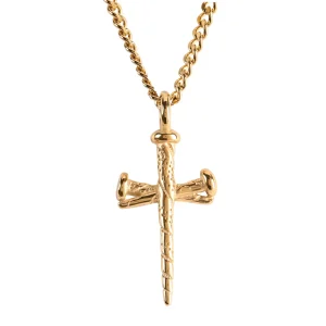 Necklace 3-Nail Cross Gold-Plated 24L