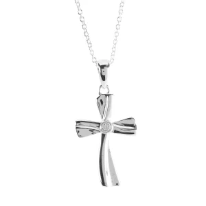 Necklace Bevel Cross Silver-Plated