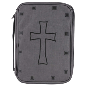 Bible Cover Cross Charcoal Gray Large