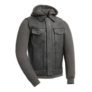 Christian Men's Motorcycle Leather Vest and Hoodie